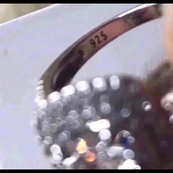 2 pcs 925 silver Engagement Ring Wedding Band set - Picture 5 of 6